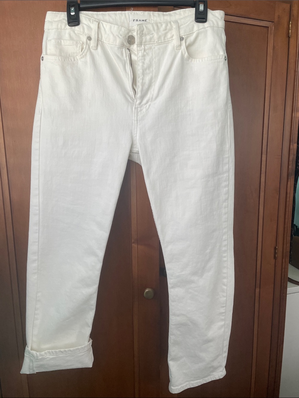 Frame white high waisted jeans size 28 ankle length